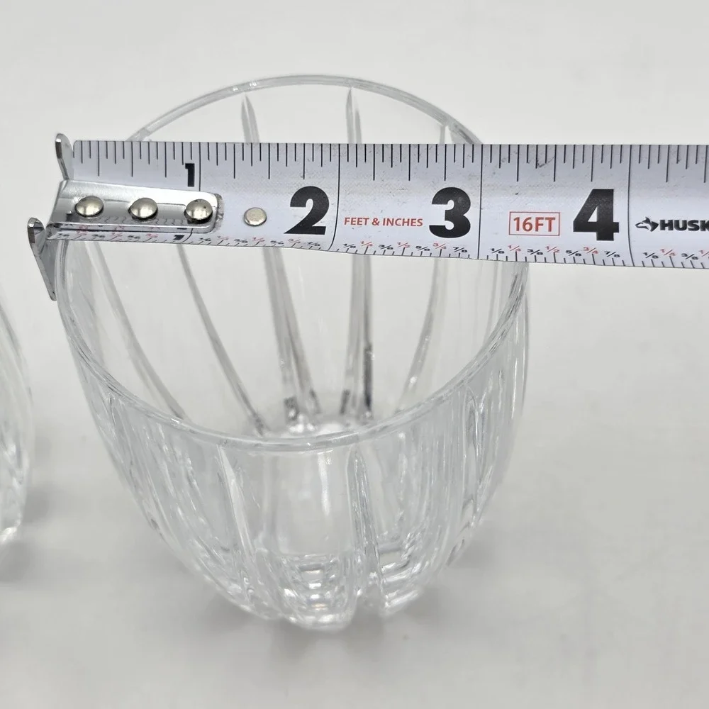 2 X MARQUIS BY WATERFORD OMEGA PATTERN DOUBLE‎ OLD FASHIONED GLASS HEAVY SIGNED
